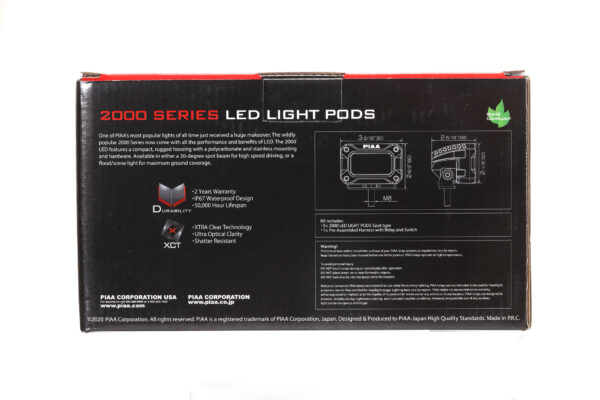 PIAA 3″ 5600K 12V 9.2W LED flood light pods kit