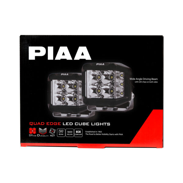 PIAA 4″ 5600K 12V 24W Quad Edge LED cube wide driving lights kit