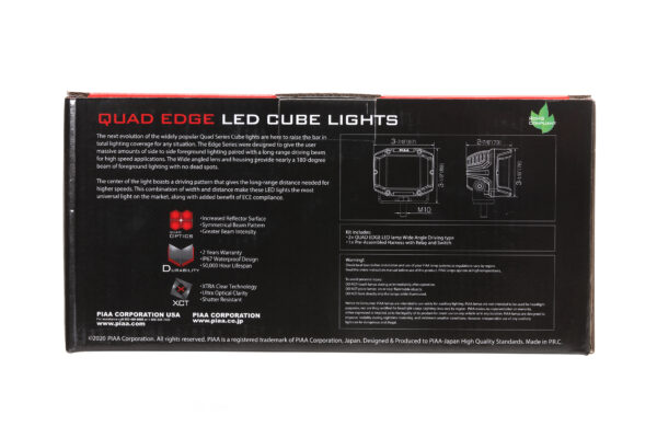 PIAA 4″ 5600K 12V 24W Quad Edge LED cube wide driving lights kit