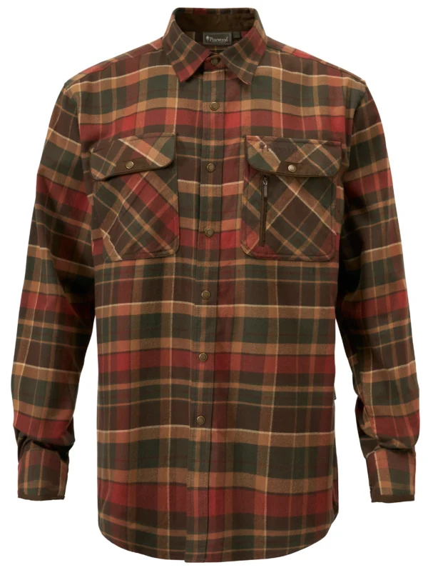 9428-767-01_Pinewood-Prestwick-Exclusive-shirt-Mens_D.Green-Terracotta Pinewood Prestwick Exclusive särk tumeroheline/terrakota