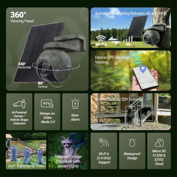 81gBUWNbA7L._AC_SL1500_ EZVIZ EB8 Pro RANGER 4G+WiFi 8MP akuga kamoflaaž väli pöördkaamera koos 8W päikesepaneeliga